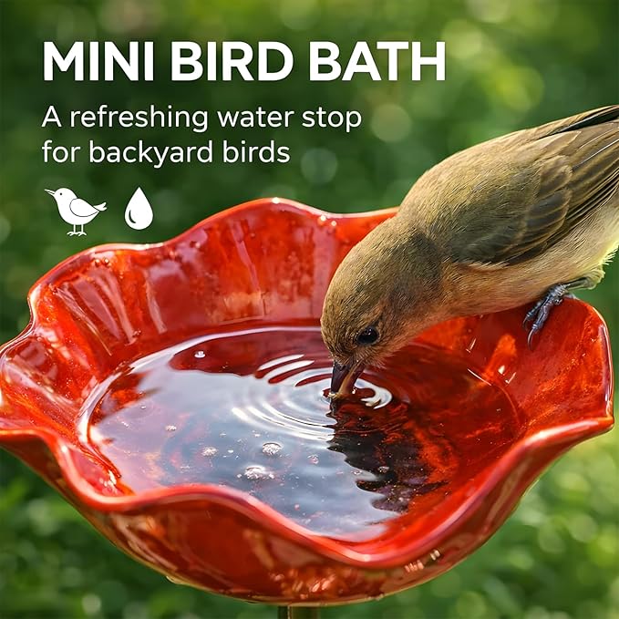 Handmade Metal Flower Garden Stake, Outdoor Bird Baths, Butterfly Water Feeder, Bee Watering Flowers Stake Station for Garden Lawn Yard Decor (1PCS)