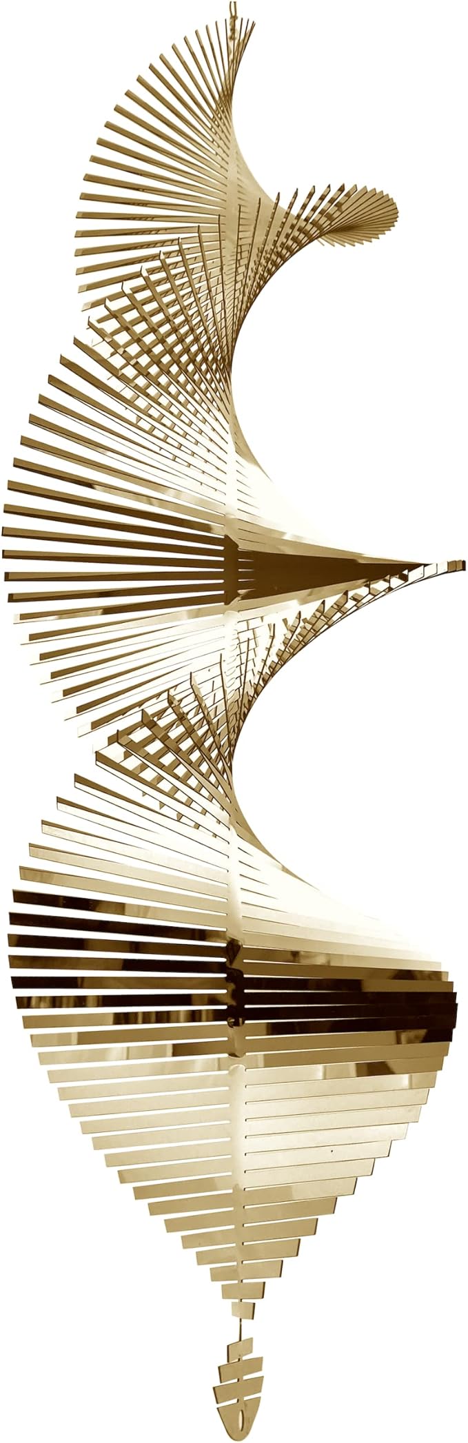 Giant 22 Inch Helix Wind Spinner Metal Garden Spinners Outdoor Garden Art for Backyard Outdoor Hanging Decor and Spinners for Yard and Garden Ornaments 3D Shape (White Gold Helix)