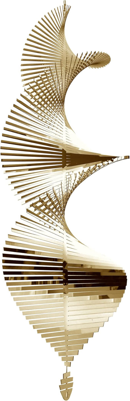 Giant 22 Inch Helix Wind Spinner Metal Garden Spinners Outdoor Garden Art for Backyard Outdoor Hanging Decor and Spinners for Yard and Garden Ornaments 3D Shape (White Gold Helix)