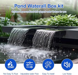 All-in-One Pond Waterfall Spillway Kit – 12” 304 Stainless Steel Waterfall Box with Ultra-Quiet 660GPH Pump, 10FT Tubing, Filter & Accessories for Outdoor Garden, Pool, Backyard Ponds