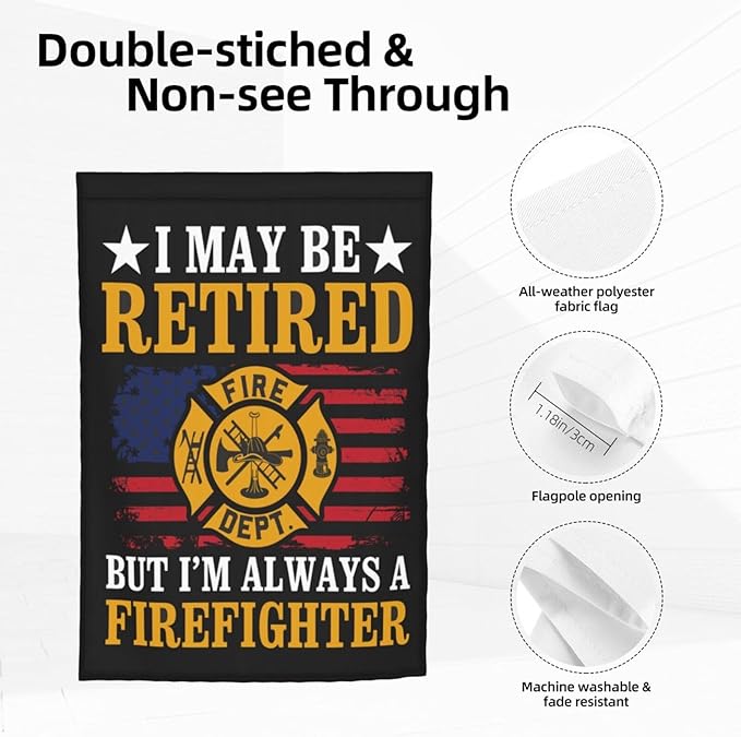 Firefighter Flag Garden Flag Double Sided Vertical 12×18 Inch Banners Double Sided For Lawn Patio Yard Garden Home Outdoor Decor -1
