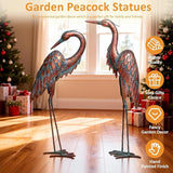 Kircust Metal Crane Statues - Set of 2 Bronze Heron Sculptures for Garden, Patio, or Yard Decor - 27.56" Tall Weatherproof Outdoor Art