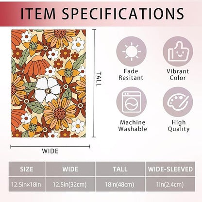 70s Retro Floral Garden Flag 12x18 Inch,Spring Decorative Flag Small Vertical Double Sided Holiday Farmhouse Seasonal Decor for Yard