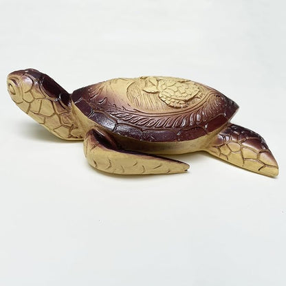 6-Inches Imitative Wood Carving Sea Turtle Statue Resin Hawaiian Turtles Sculpture Garden Tortoise Figurine Decorative Animal Statue for Home Indoor Outdoor Decor Patio Lawn Yard Ornaments