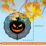 Halloween Pumpkin Wind Spinner Outdoor Decorations, 12in Large Metal 3D Kinetic Wind Sculptures Hanging for Halloween Yard Garden Decor