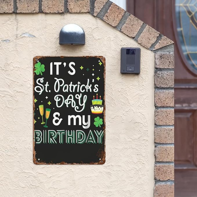 patio wall decor My Birthday St Patricks Day Drinkings metal signs Metal Rustic Wall Decor for Home,Yard,Office,Garage,Farmhouse,Kitchen,or Man Cave 8X12inch