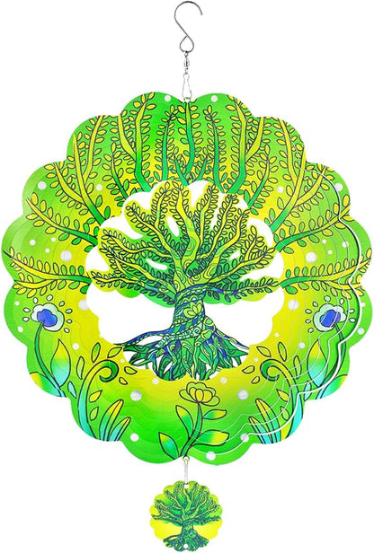 Wind Spinners,12 inch Tree of Life with 360° Swivel Hook for Yard and Garden, Bird Wind Catcher, Metal Wind Spinners Outdoor for Lawn Hanging Crafts Decor Kinetic Yard Art Ornament Gifts