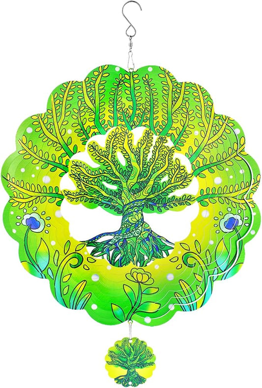 Wind Spinners,12 inch Tree of Life with 360° Swivel Hook for Yard and Garden, Bird Wind Catcher, Metal Wind Spinners Outdoor for Lawn Hanging Crafts Decor Kinetic Yard Art Ornament Gifts