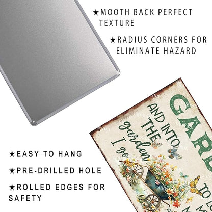 snowsun Vintage Metal Signs And Into The Garden I Go to Lose My Mind Funny Tin Sign Wall Decor for Yard Garden Street Farm Fence Gate Door 8×12 Inches