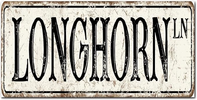 Madcolitote Personalized Longhorn Street Sign Vintage Longhorn Wood Signs Wall Art Rustic Wall Decorations for Living Room Home Decor for Home Man Cave Door Porch Garden Party 6x12in