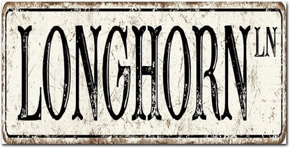 Madcolitote Personalized Longhorn Street Sign Vintage Longhorn Wood Signs Wall Art Rustic Wall Decorations for Living Room Home Decor for Home Man Cave Door Porch Garden Party 6x12in