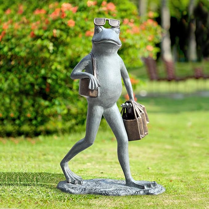 Suave Sassy Shopper Frog Garden Sculpture 34868