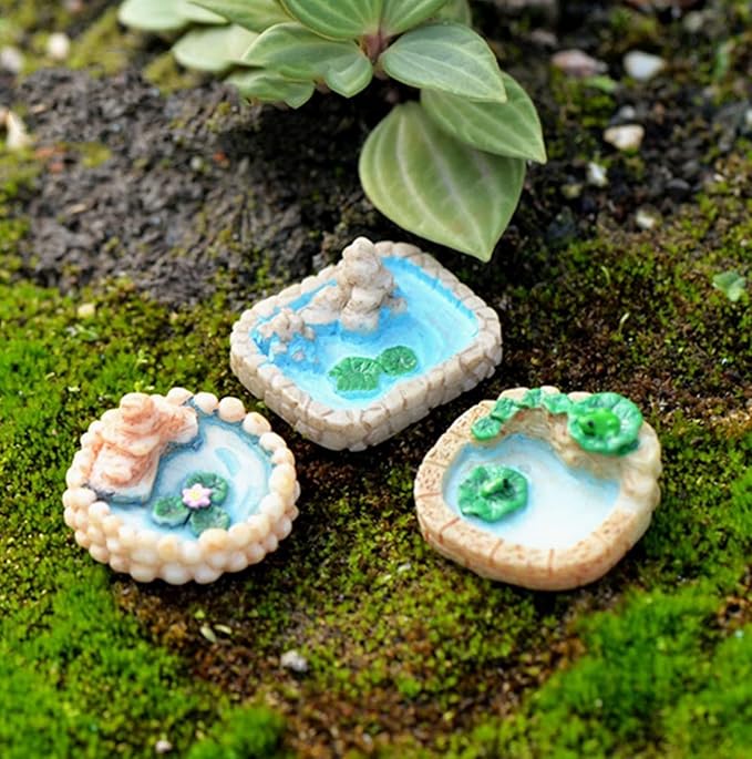 Brown Stone Arch Bridge Miniature Fairy Garden Accessories - Miniature Pond Lawn Garden Ornament Figurines, Mini Lighthouse Water Well Bridge Figurines, Micro Landscape Ornaments for DIY Kit
