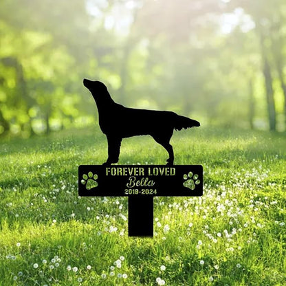 Custom Flat Coated Retriever Metal Memorial Garden Stake Personalized Pet Grave Marker Name Sign Remembrance Stake Decor Sympathy Dog Loss,Outdoor Statues for Yard Garden Lawn Patio Pathway Grave.