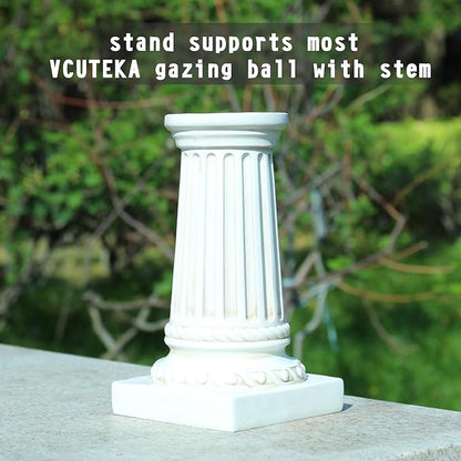 VCUTEKA Gazing Ball Stand, Roman Column Gazing Globe Stand for 8-10 Inch Garden Gazing Globe, Indoor/Outdoor Décor Accessories, White 9.6" H