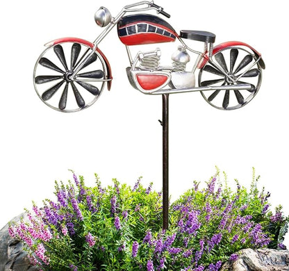 Vintage Motorcycle Metal Wind Spinner, Metal Windmill Garden Stake, Motorcycle Wind Sculptures, Kinetic Wind Spinners Outdoor, Wind Spinners for Yard and Garden Decor