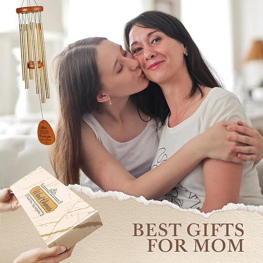 Mom Gifts for Mothers Day, Mom Birthday Gifts, I Love You Wind Chimes Outside for Moms, Idea Moms Presents for Mothers Day, Thanksgiving, Christmas, 25.5"