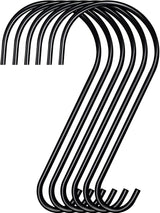DINGEE Tree Branch Hook - 12 Inch Large S Hooks for Hanging Plants, Bird Feeders & Accessories - Black Metal - 6 Pack - Indoor & Outdoor