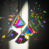H&D HYALINE & DORA 1.9" Crystal Prisms Sun Catcher Set of 2 AB Colored Suncacther Indoor Window Prisms Suncatcher,Hanging Crystals for Windows Home Garden Decor