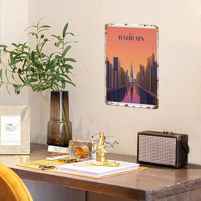 Patio Wall Decor Travel Bahrain 6 Vintage Signs Metal Bar Retro Home Wall Decor For Indoor And Outdoor Use,Happy And Funny Life Quotes 8X12inch