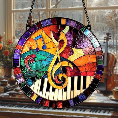 Music Treble Clef Acrylic Suncatcher, Colorful Suncatchers for Window Hanging Ornament, Stained Glass Effect Art Garden Decor for Piano Lover, Gifts for Mother's Day, Mom, Grandma, Wife, Women, Nana
