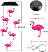 Solar Wind Chimes Flamingo,Birthday Gifts for Mom Grandma Dad, IP65 Waterproof Memorial with 7 Color Changing LED Lights, Outdoor Decor Garden Yard Decorations