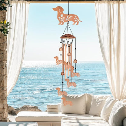 Wind Chimes for Outside, Melodious Melodic Tones Dachshund Style Windchimes Suitable for Outdoor Garden Patio Porch Decor, Unique 33“ Metal Memorial Wind Chimes Friendship Gifts for Women