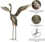 chisheen Garden Statue Outdoor Metal Heron Crane Yard Art Sculpture for Lawn Patio Backyard Decoration,46 inch (2-Pack)