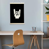NQDWX Rock On Hand Sign Wood Poster Hanger - Vintage Music Band Wall Decor for Boys Room, 12x17 Inch Rustic Wood Frame Rock & Roll Art, Cool Retro Bedroom Poster, Guitarist Gift for Teens. (132)