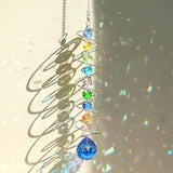 GWAHSA Sun Catchers Gazing Ball Spiral Tail Wind Spinner with Crystal Suncatcher for Hanging Ornaments Decorative Indoor Outdoor Windows Prism Rainbow Maker Car Mirror Home Yard Garden Decor