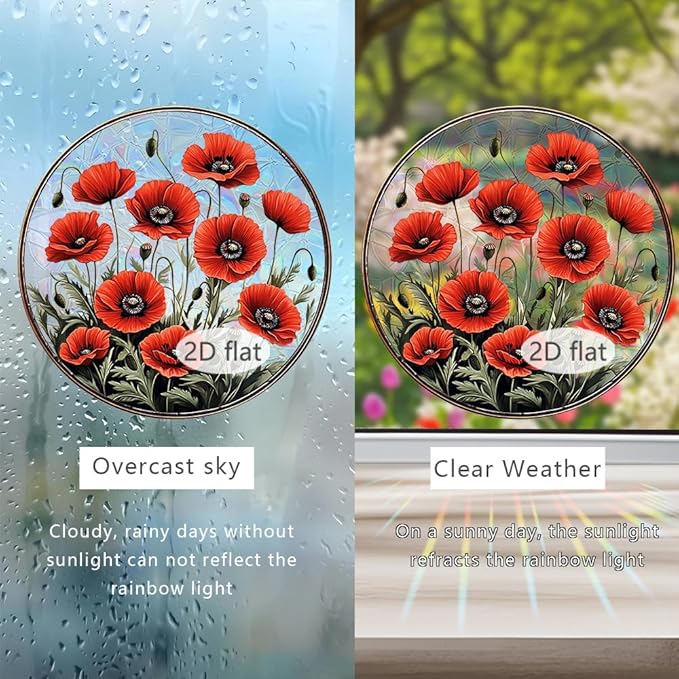 8 Inch Acrylic Window Hanging, Forget Me Not Flower Stained Glass Suncatcher, Window Decor, Plant Lover Gift for Women, Best Friend, Family, Colleague, Classmate (233)