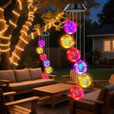 Solar Wind Chimes for Outside,Color Changing Colorful Rose Ball Solar Hanging Lights Outdoor,Waterproof Outdoor Solar Powered Lights for Garden Patio Yard Home,Gifts for Mom
