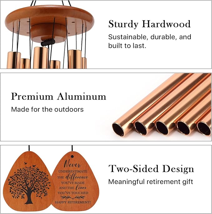 AMBOBE Retirement Gift for Woman Men, 32" Wind Chimes Retirement Gifts, Happy Retirement Gifts for Women Coworker Boss Teachers Nurses Friends, Going Away Farewell Gift Ideas Retirement Decorations