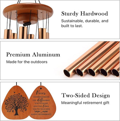AMBOBE Retirement Gift for Woman Men, 32" Wind Chimes Retirement Gifts, Happy Retirement Gifts for Women Coworker Boss Teachers Nurses Friends, Going Away Farewell Gift Ideas Retirement Decorations