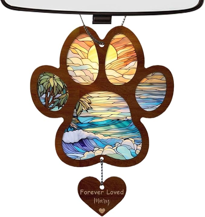 Wooden Puppy Sun Catcher - Rainbow Maker Decoration, Dog Memorial Sculpture | Wall Hanging Art for Home, Garden, Office, Window, Adds Colorful Charm to Any Space, Thoughtful to Dogs