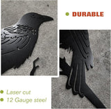 OULYDEKO Raven Decor,Metal Birds Yard Decor,Metal Yard Art Outdoor and Garden,Tree Decorations Outdoor,Yard Animals,Black Crows Halloween Decor
