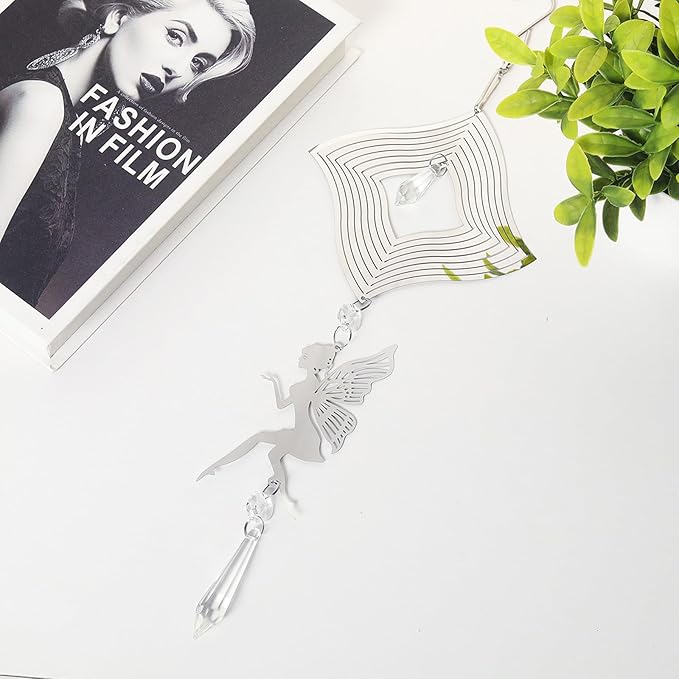 LONGSHENG - SINCE 2001 - Sun Catchers Elf Wind Spinner with Crystal Suncatcher for Hanging Ornaments Decorative Windows Prism Rainbow Maker Home Yard Garden Decor