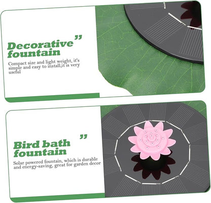 1set Lotus Solar Fountain Solar Bird Bath Outdoor Garden Decor Water Feature Floating Fountain