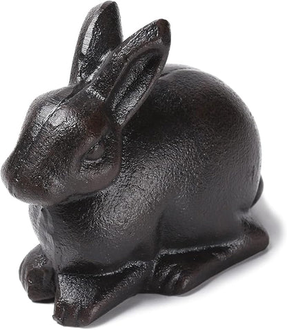 BRASSTAR Cast Iron Sitting Rabbit Statue Outdoor Garden Patio Yard Indoor Home Animal Figurine Decorative 4.4''(H) TQGJPT307