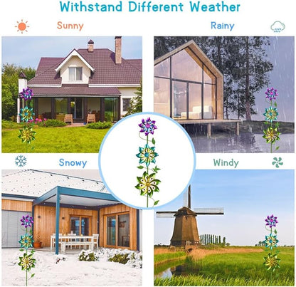 DREAMYSOUL 3 Blades Wind Spinner, Pinwheels for Yard and Garden, Metal Wind Spinners Outdoor, Colourful Wind Sculptures for Outside Patio Lawn Decoration