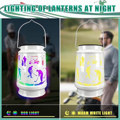 Solar Lantern Outdoor Waterproof for Patio Yard Lawn Backyard Front Porch Golf Cart Lights Golf Ornaments Decorations Gifts for Men Dad Grandpa Lantern