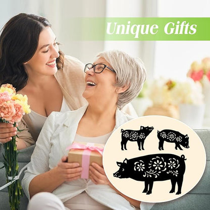 EZTZEN Metal Pig Garden Stakes Decorative, Gifts for Women/Men/Pig Lovers, Black Silhouette Statues for Outside, Outdoor Decor, Yard Art, Patio, Lawn Ornaments