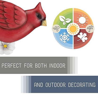 NAT & Jules Animal Character Shaped Dimensional Indoor Outdoor 11 inch Cast Resin Decorative Garden Stepping Stone, Patio, Walkway Sculpture Yard Art, Cardinal Red
