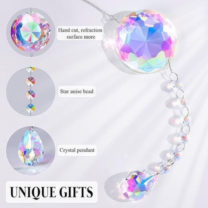 Crystal Suncatcher Ornament, Hanging Decoration with Gifts Box and Card, Perfect for Momter's Day Home Decor Window Christmas Birthday Gifts for Women Her Crystal Decor