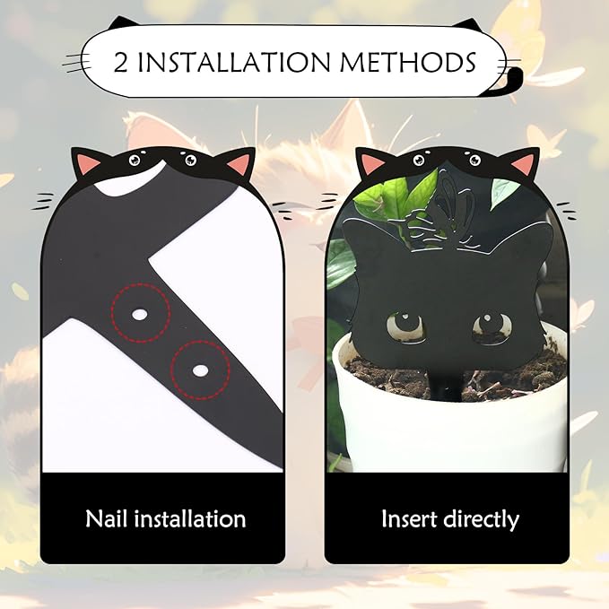 Bnesi 2 Pcs Black Cat Garden Sculptures Metal Fence Decorations Outdoor Decorations for Cat Lovers Black Metal Yard Art Lawn Ornaments Home Decor for Garden Yard Lawn (Elegant)