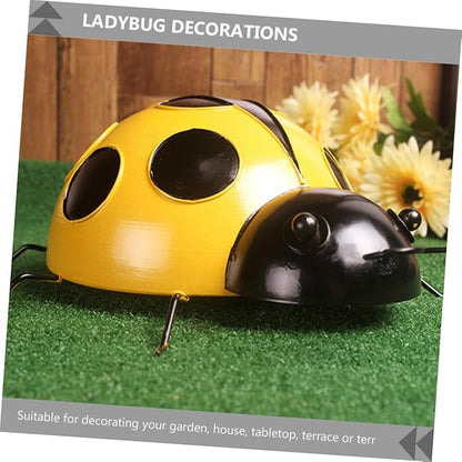 Kisangel 3pcs Iron Art Ladybug Ornaments for Garden Realistic Simulated Decorations Nature Guys