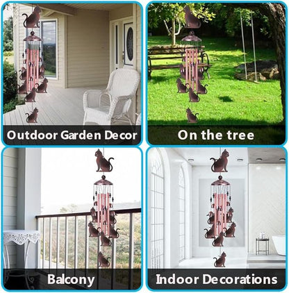 Cat Wind Chimes for Outside,Metal Windchimes,Cat Easter Gifts for Women/Men,Wind Chime Garden Decor Outdoor,Memorial/Housewarming/Birthday/Festival Gifts,Front Yard Decor