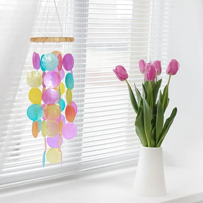 Shell Wind Chimes, Handmade Seashell Wind Chimes Hanging for Outside, Colorful/White Shell Wind Chimes Outdoor, Delicate Waterproof Lightweight Decoration Memorial Windchimes for Yard Porch Outdoor