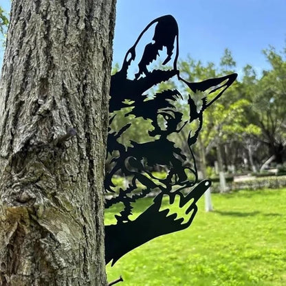 Flipping Off Bigfoot Peeking Animal Metal Sign Funny Middle Finger Yard Art Decor for Tree, Fence, or Corner Outdoor Farmhouse Garden Ornament for Home or Cabin Decoration (#H, 15IN)