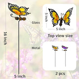 Butterfly Garden Stakes,Butterfly Kit Made of Glass and Metal,Colorful Butterflies Garden Decorations Can Make the Garden Full of Color and Vitality. (Yellow and Purple)